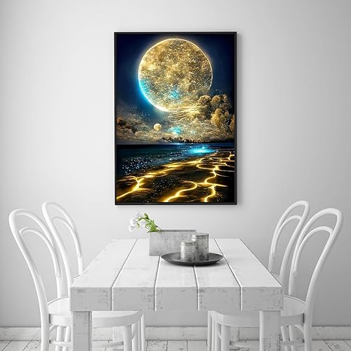 Miniatura 59 de KINPLUB Kits de pintura de diamantes de playa en forma de corazón para adultos, kits de arte de diamantes de puesta de sol 5D para principiantes