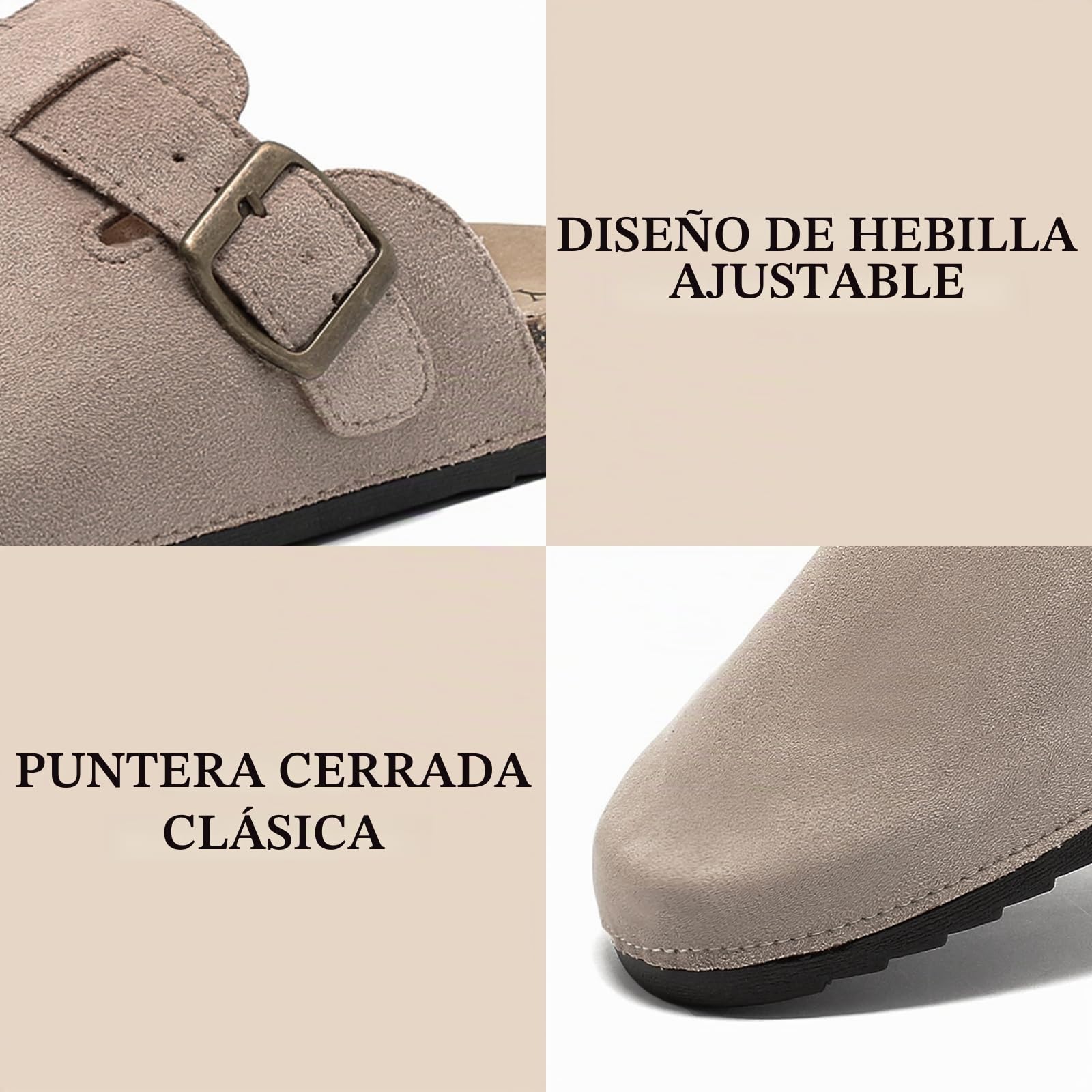 Zuecos y Mules para Hombre Mujer, Hebilla Ajustables al Pie, Zapatillas de Jardín Sandalias con Plantilla de Corcho 35-45