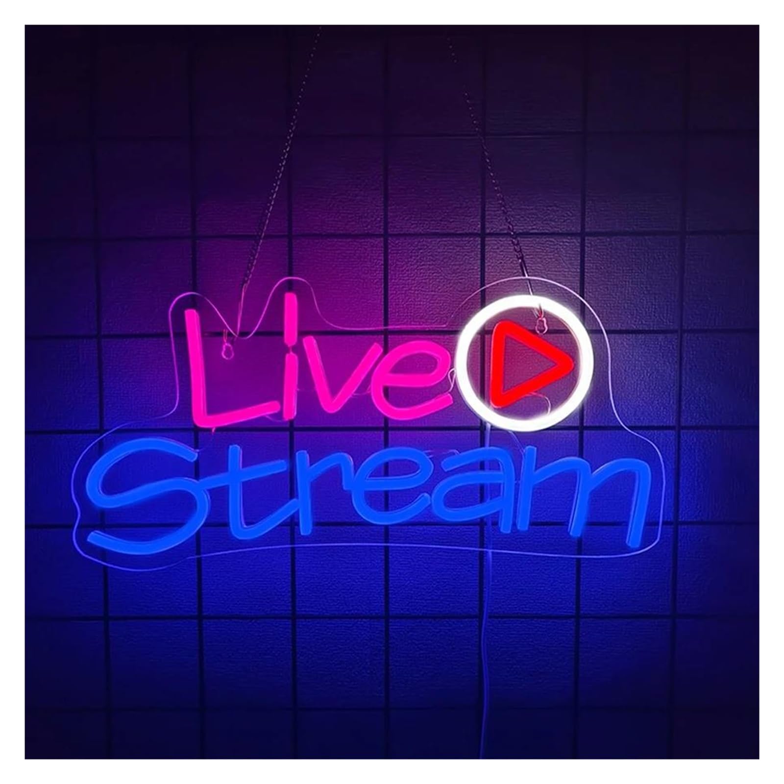 SHOUXI Sign Lamp Live Stream Neon Sign Light Dimmable for Bedroom Broadcasting Room Bar Club Party Living Room Music Studio Wall Decor 41cmx20cm