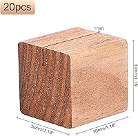 Vista 2 de OLYCRAFT 20 soportes de madera para tarjetas de lugar de madera de pino, soportes de números de mesa de sillín marrón cuadrado para boda, cena