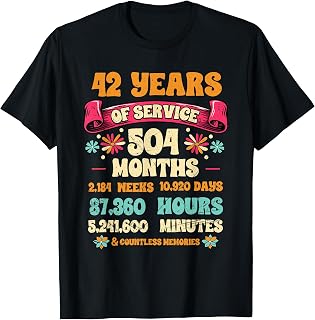 42 Years Of Service 42nd Year Work Anniversary For Men Women T-Shirt