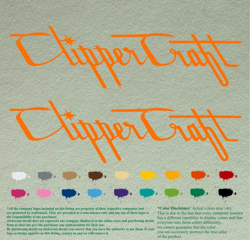 Pair Clippercraft Boat Compatible Replacement Decals Vinyl Stickers Outboard Motor Set of 2 (18