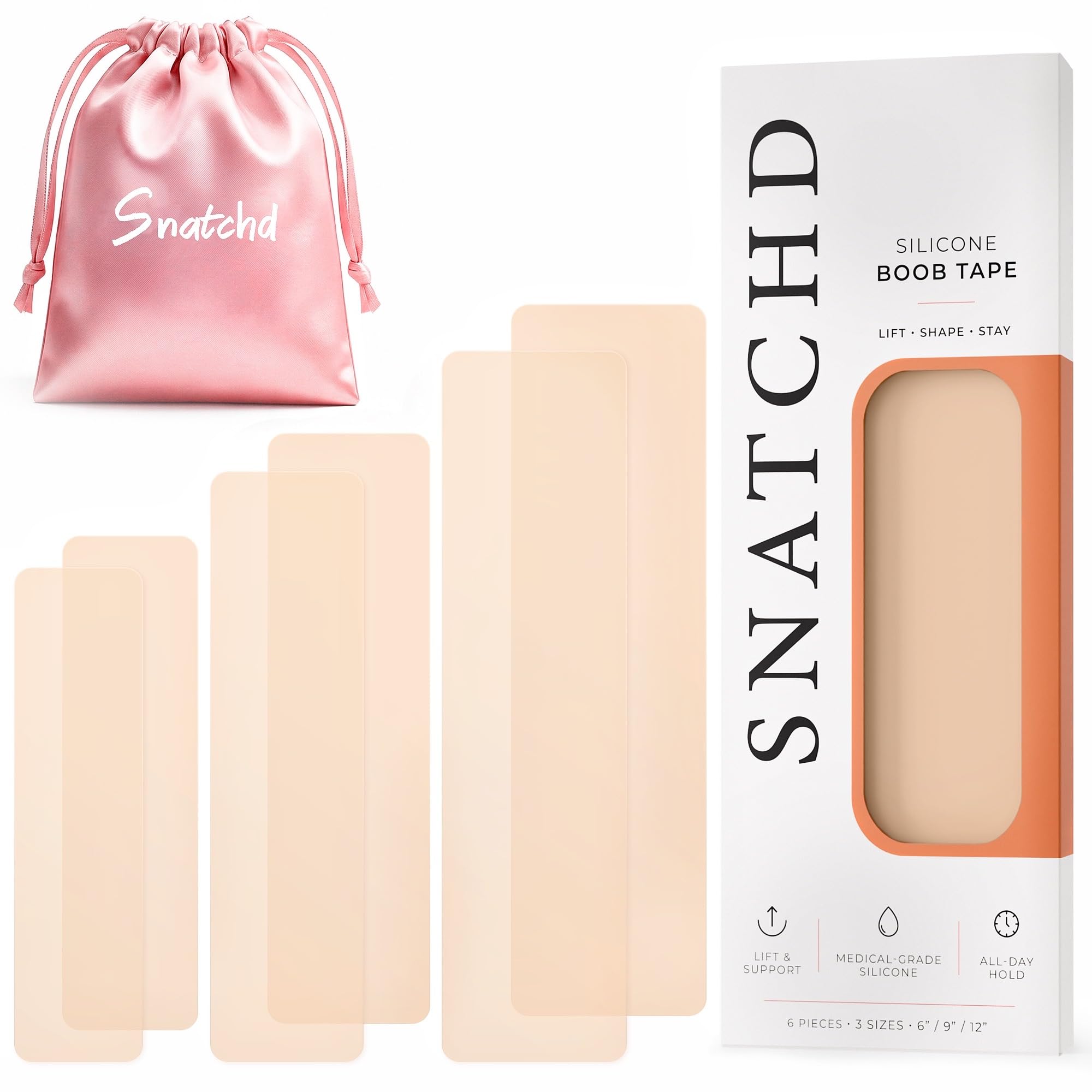 6 Pcs Reusable Silicone Boob Tape for Breast Lift, 30x Wears, Boobtape