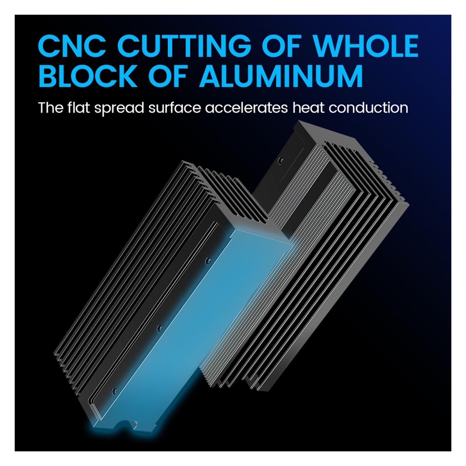 M.2 2280 SSD-Kühler, robuster Konvektionskühlkörper aus Aluminium, passiver Kühlkörper mit Lamellen, (maximal 35 °C niedriger)