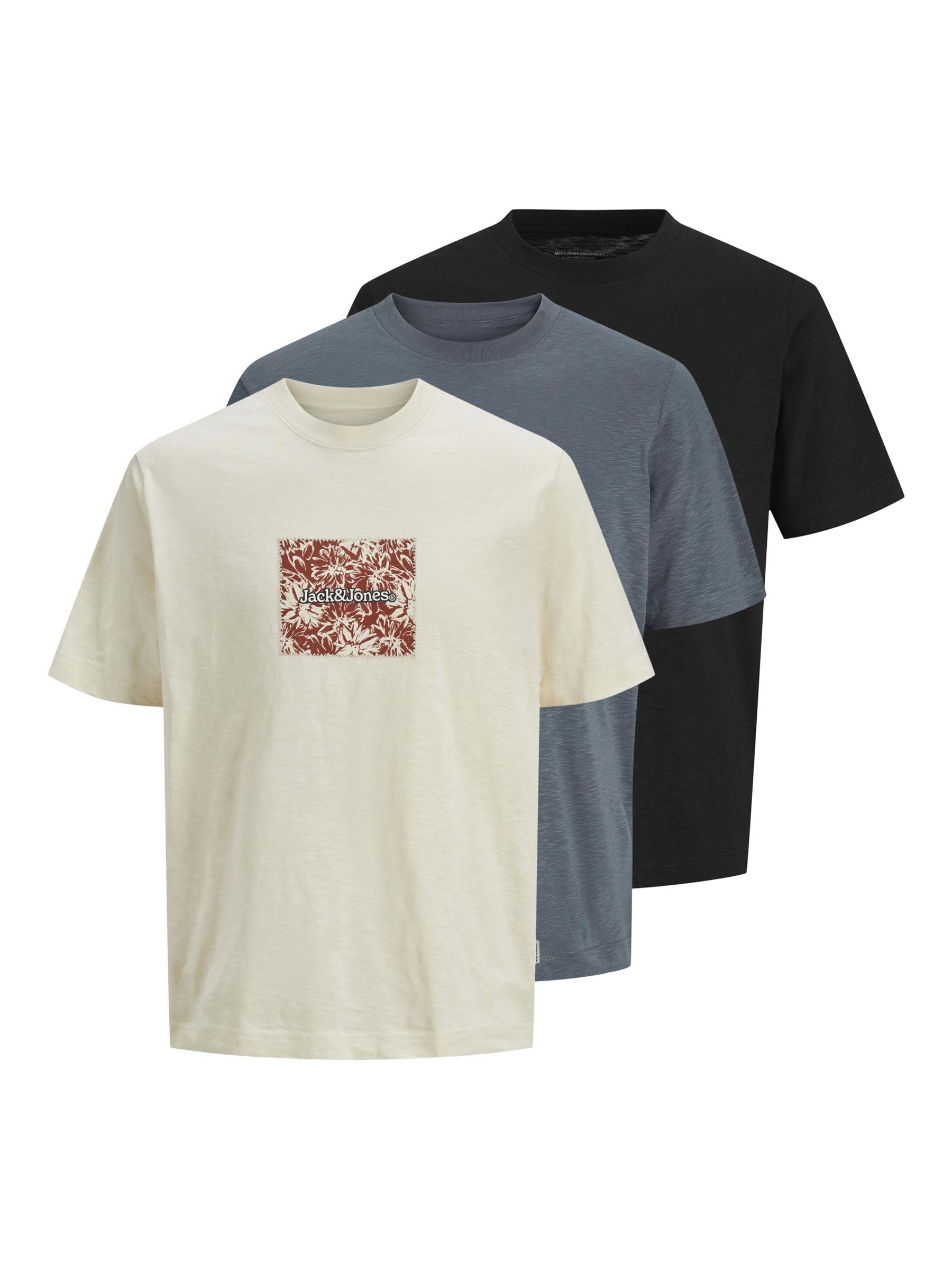 JACK & JONES Jorsplit AOP Branding Tee Ss Crew 3Pk Mp