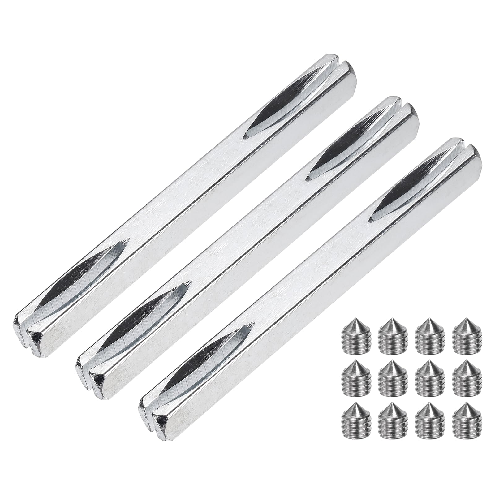 sourcing map 3 Pcs Door Knob Spindle, 90mm Long Spare Door Handle Spindle Bar with Hex Screws, Square Doors Handle Parts Lock Replacement Part for Furniture Assembly, DIY Projects, Silver Tone