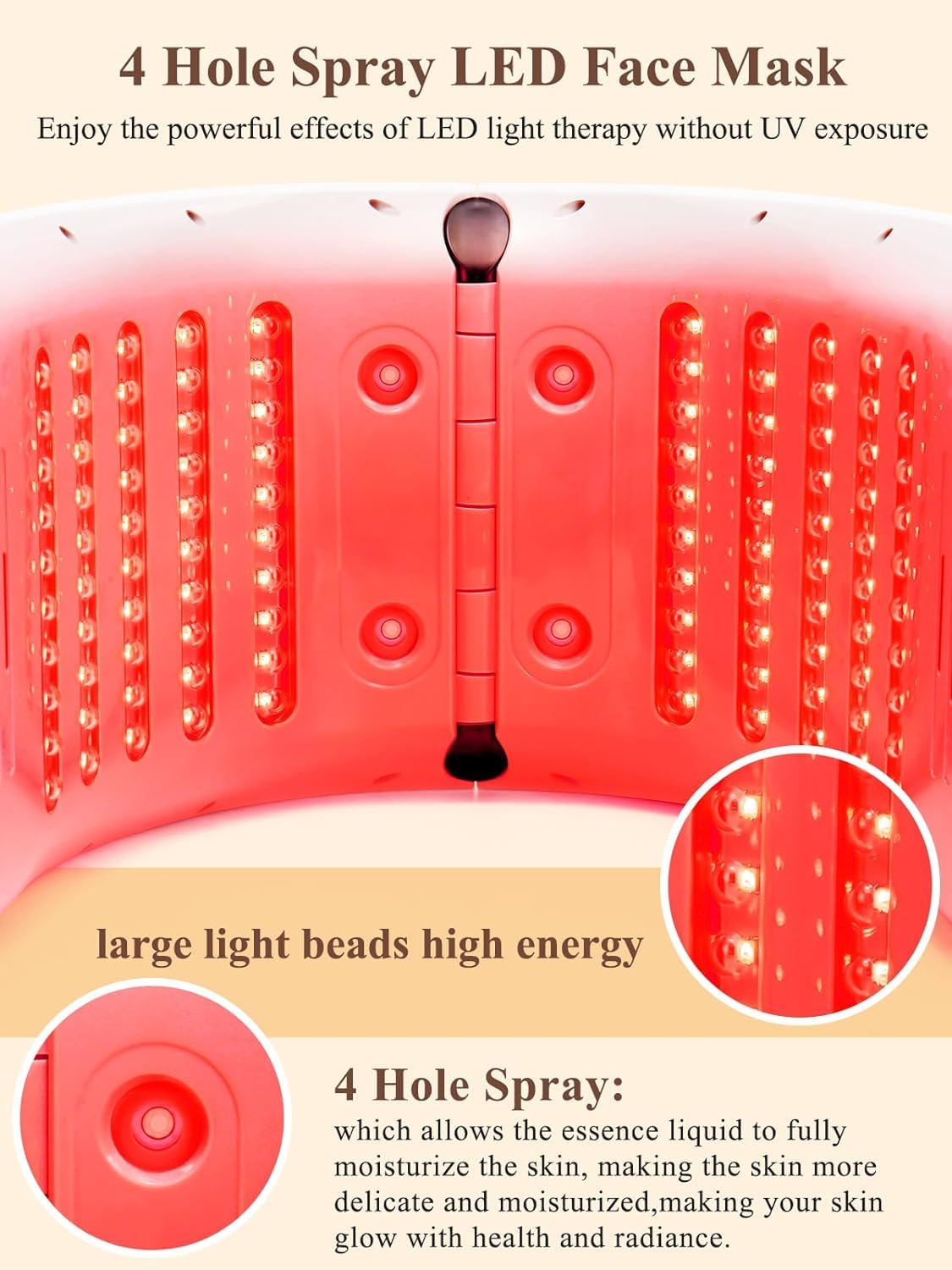 Led Mask Rotlicht Maske Gesicht: YUITONG 7 Arten von Lichtwellen und Zirkulierendes Licht - Sprühfunktion Befeuchtung und Pflege Led Maske Gesicht - Klappbar Led Gesichtsmaske Lichttherapie Maske