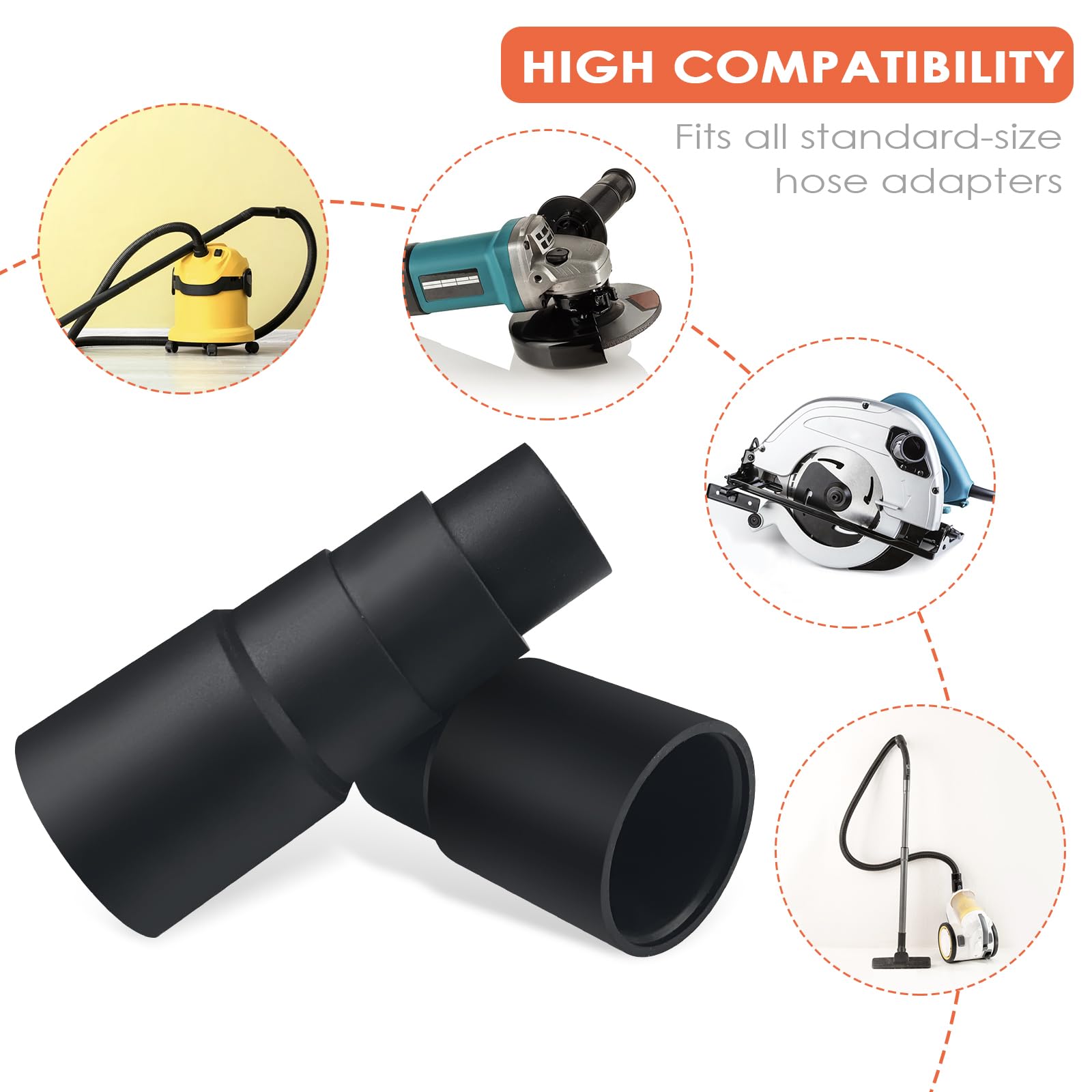 Set 6 Adattatori Universali Per Aspirapolvere - Connettori Flessibili PVC Per Tubi 25-45mm Diametro - Foto 5