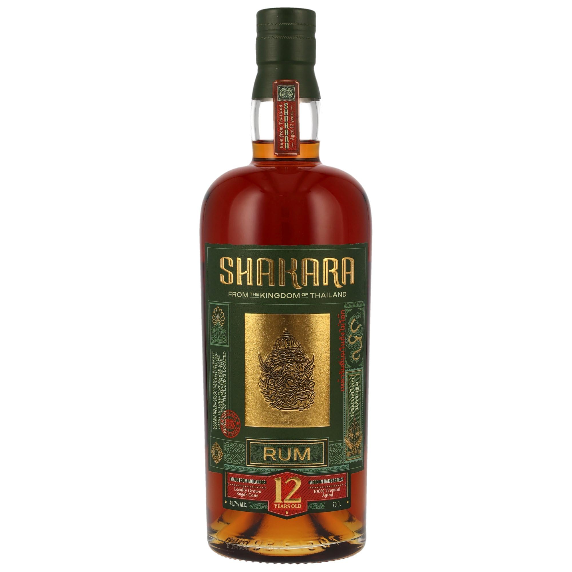 Shakara | Thailand Rum 12 y.o. | Noten von Mango und Toffee | 12 Jahre tropische Reifung in Bourbon Casks | 45,5% | 700ml
