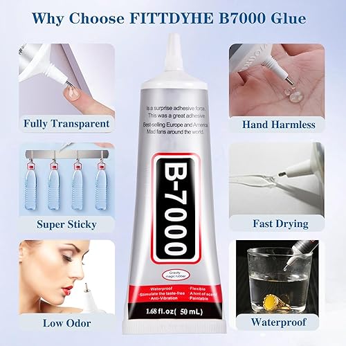 Miniatura 11 de Adhesivo B7000 de 3.7 fl oz para manualidades, pegamento transparente con esparcidores y bolígrafo de puntos, multiusos para diamantes de imitación