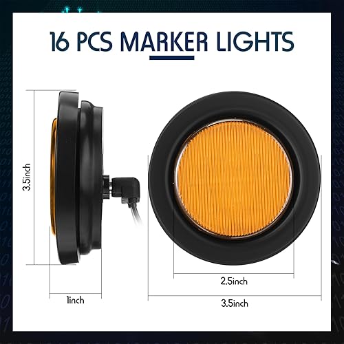 Miniatura 2 de Luces redondas de 2.5 pulgadas, 13 luces LED indicadoras de marcador laterales delanteras y traseras, impermeables, 12 V, selladas, luces de