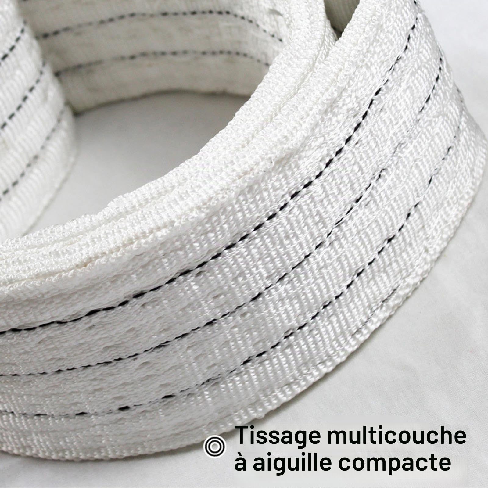 Sangle de chargement pour grue, 2 pièces 2 tonnes 2 m, sangle de levage en toile polyester de 10 mm d’épaisseur, sangle de levage en toile pour soulever des marchandises ou des véhicules