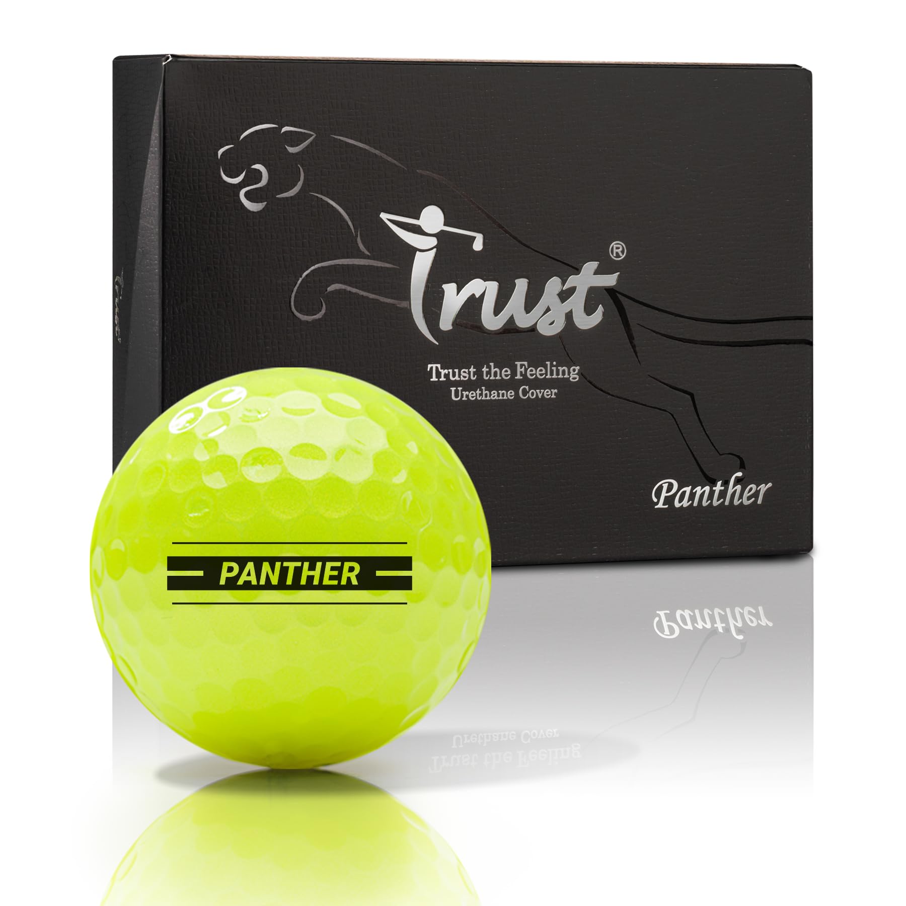 Trust Golf Ball Panther | Engineered to Break 100 | Big MAX Core for Maximum Distance & Precision Flight | Ultra-Soft Feel with Urethane Cover for Stopping Power (12 Balls, Yellow)