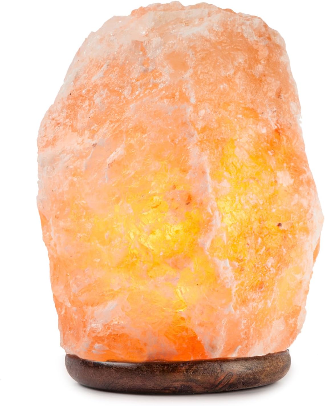 HemingWeigh Himalayan Hand Carved Natural Crystal Salt Lamp with Genuine Wood Base, Bulb and Dimmer Control 6 to 8 Inch, 6 to 7 lbs. 5’ UL Listed Cord