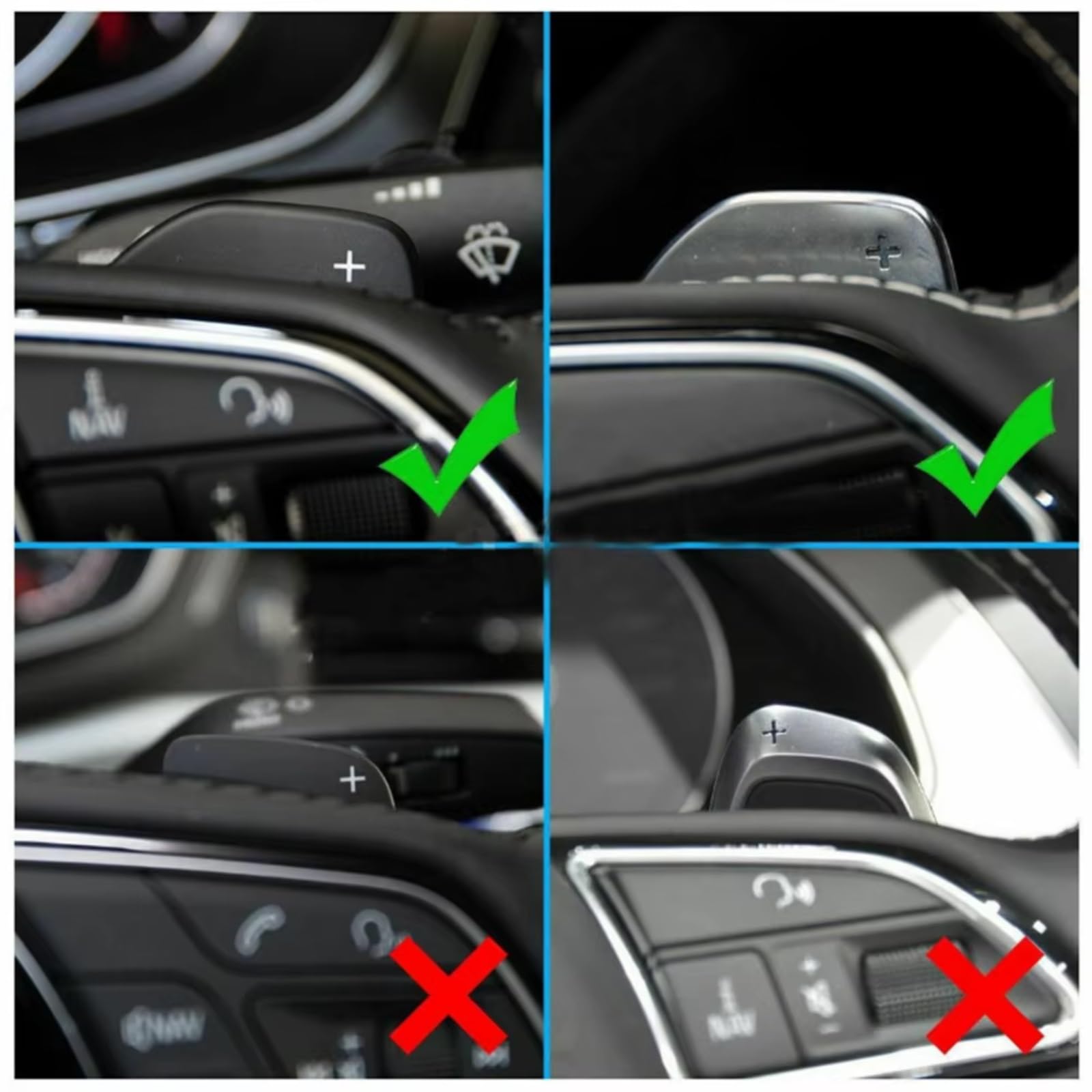 Leve Volante Compatibile Con A6 C7 2012-2017 Per A7 A8 2011-2017 Per S4 B8 2013-2016 Auto Volante Shift Paddle Leva Estensione Estensione(Silver)