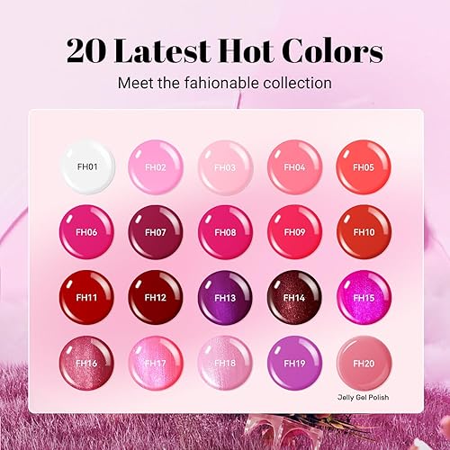 Miniatura 10 de JODSONE Kit de esmalte de uñas de gel de 10 colores con mini lámpara LED UV de alto brillo, capa base duradera, capa superior brillante, juego de