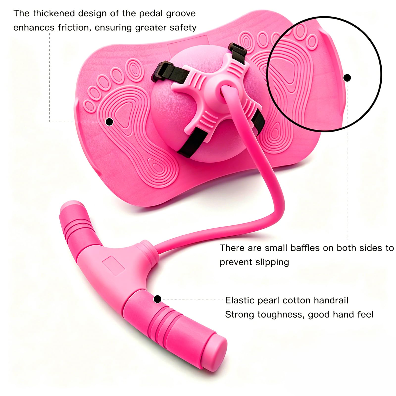 Balón para Saltar, Pelota de Salto de Pogo, Pelota de Rebote con Mango y Bomba de Aire, Parte Inferior Antideslizante, para Entrenar el Equilibrio, para Interiores y Exteriores (Rosa)