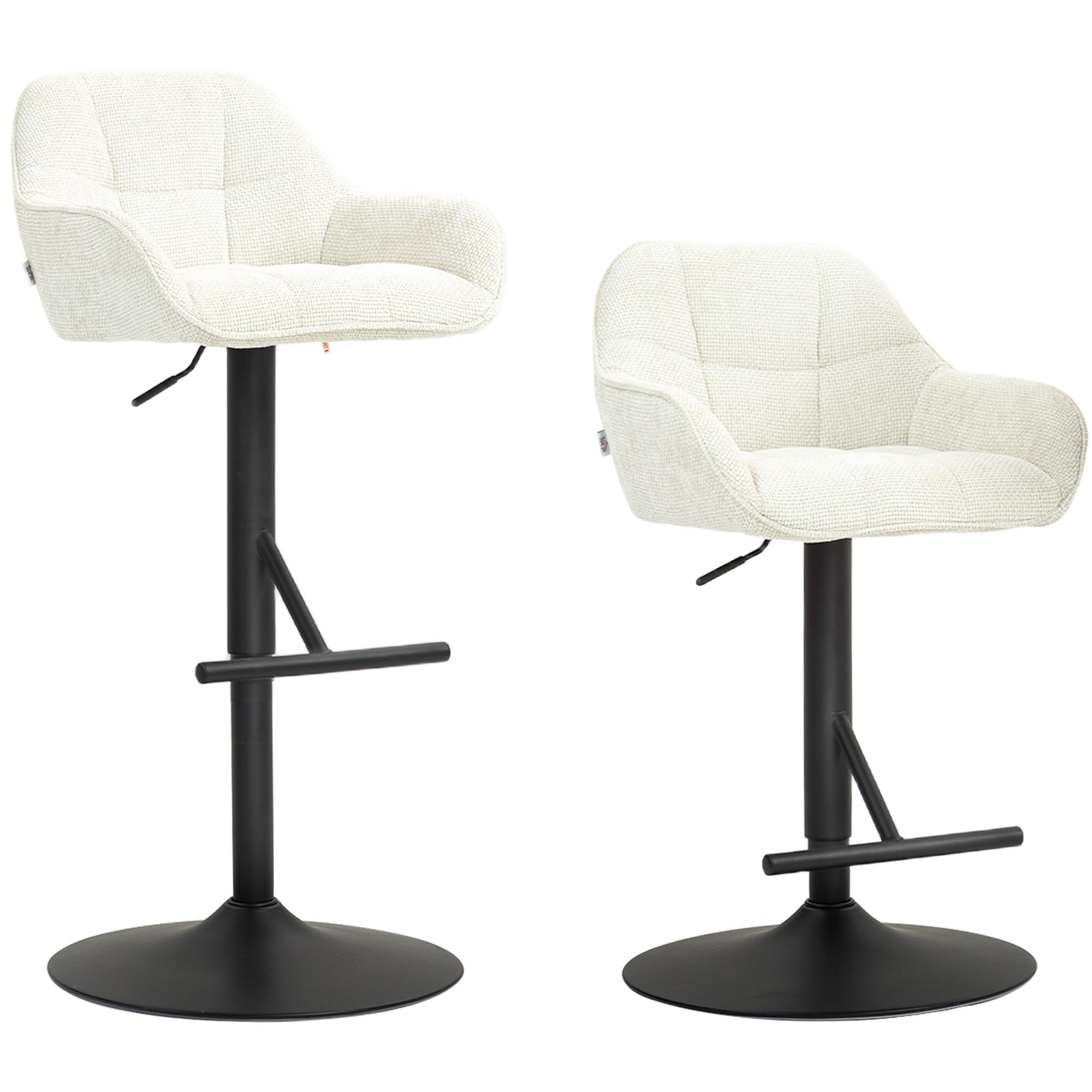 HOMCOM Lot de 2 Tabourets de Bar Hauteur Réglable Crème