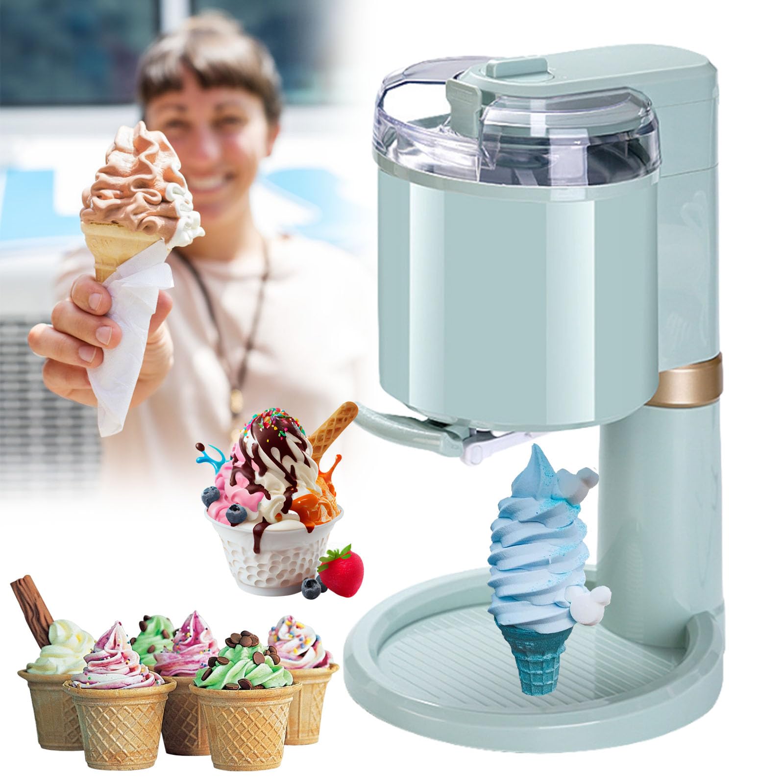 MáQuina De Sorvete Soft Serve, 1000ml Máquina Automática Sorvete De Iogurte Caseiro DIY,
