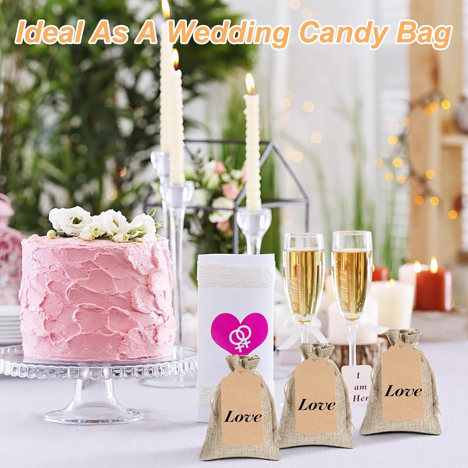 IANFAN 100 Pcs Burlap Gift Bags With Drawstring & 100 Brown Paper Gift Tags image 5
