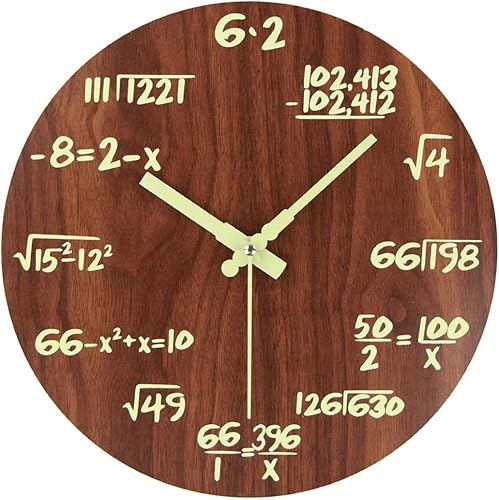INKMEX Reloj de pared luminoso de 11.8in, reloj de pared sin sonidos de tictac para estudio, dormitorio, cocina, reloj de matemáticas luminoso,