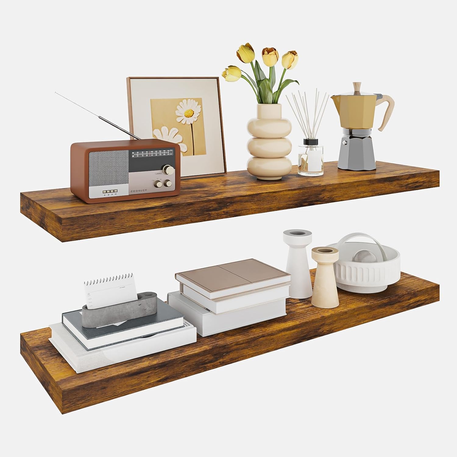 TOMNK 2pcs Floating Shelves for Wall