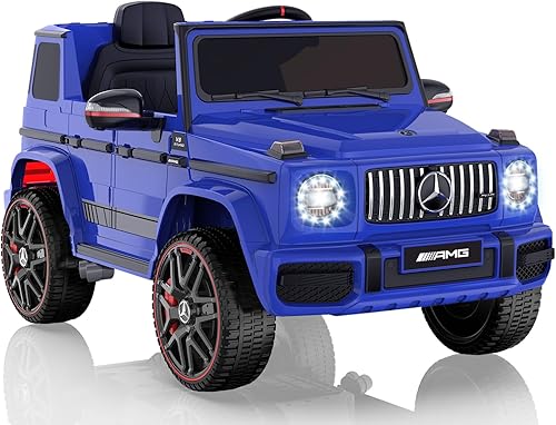Miniatura 7 de ANPABO Mercedes-Benz G63 Auto con licencia para niños, auto de paseo de 12 V con control remoto para padres, aviso de voz de batería baja, linterna