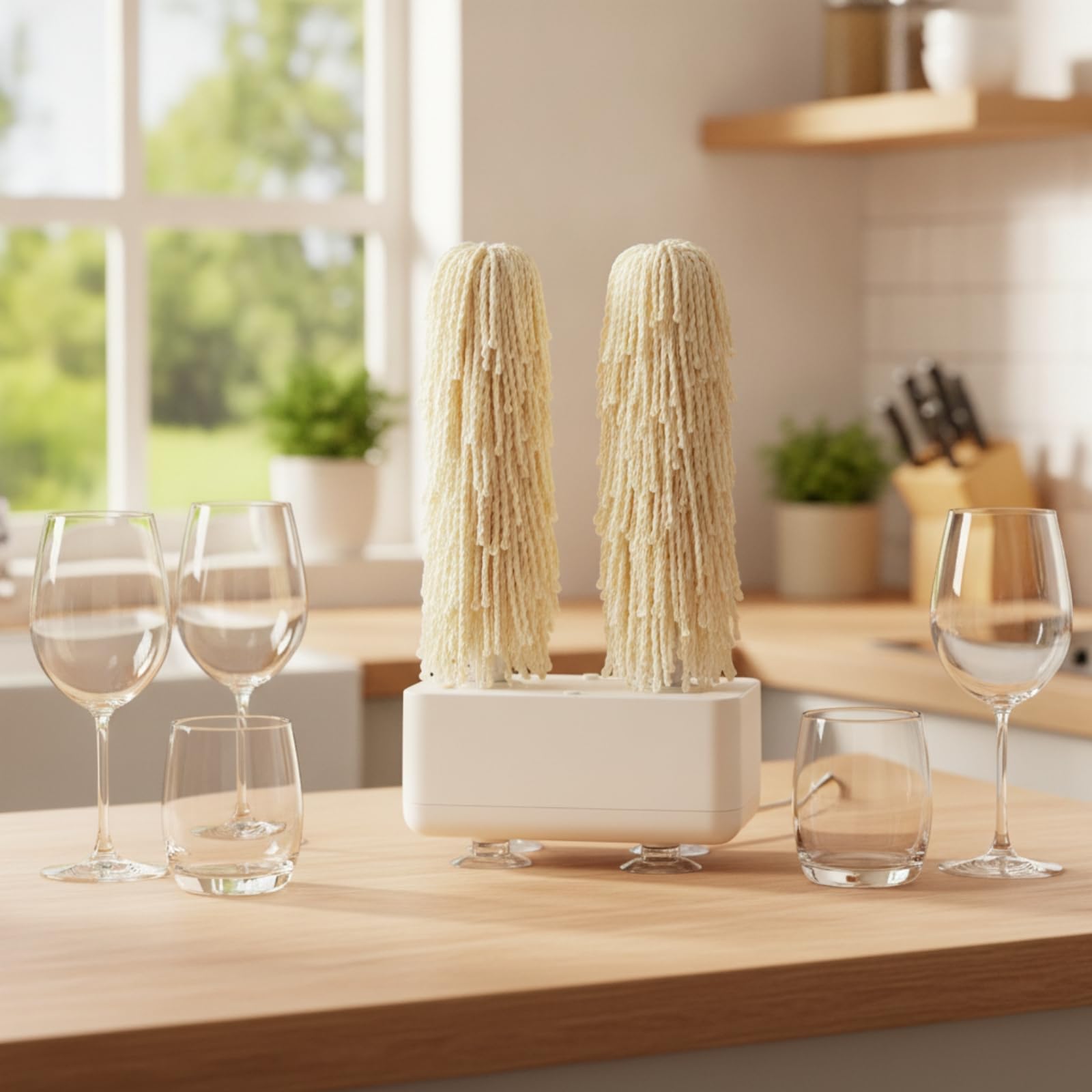 Abrillantador Copas Eléctrico sin Pelusas Pulidora Copas Vino Secado Rápido Máquina Pulidora Vasos para Invitados, Bar Doméstico, Cocina , Negro , Estándar
