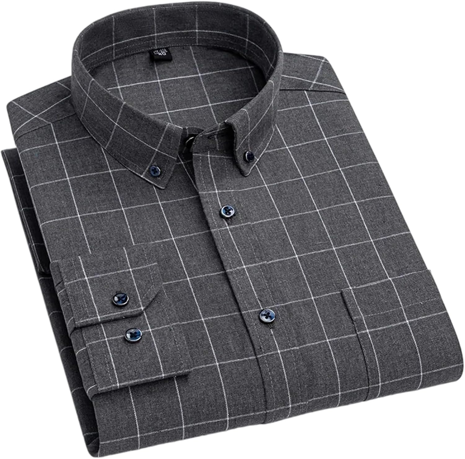 Men's Cotton Long-Sleeved Shirts Spring Autumn Square Collar Business Casual Tops