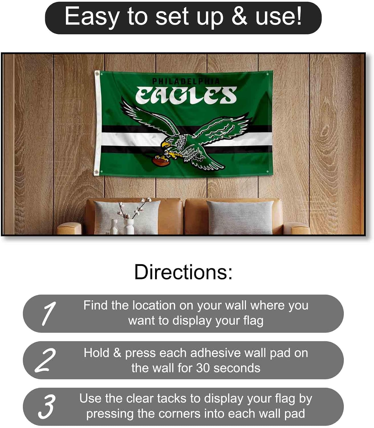 Philadelphia Eagles Throwback Retro Vintage Banner and Tapestry Wall Tack Pads