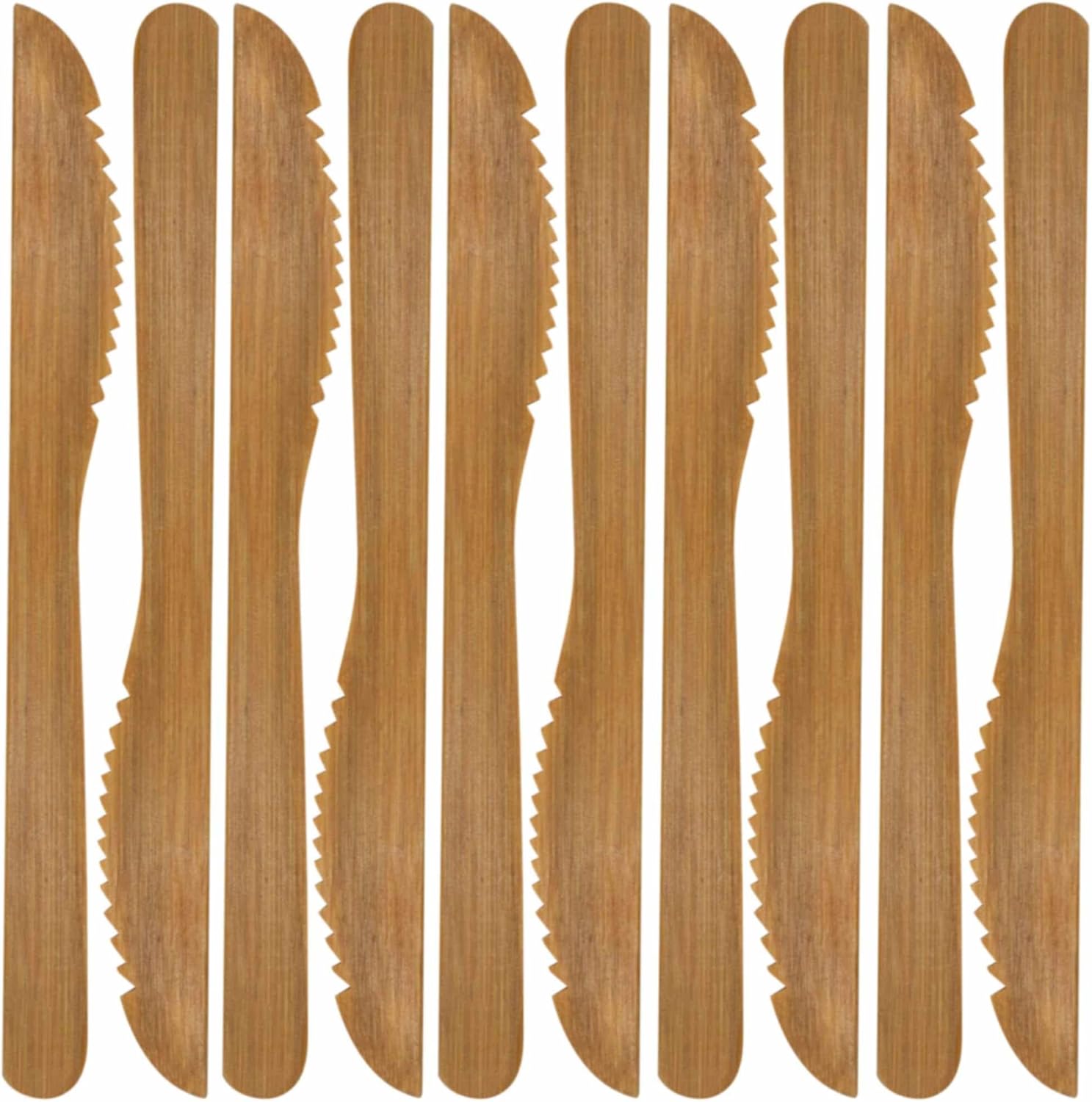 BambooMN Premium Solid Bamboo Dinner Knife 8" - All Natural Reusable Dinnerware - 100 pcs