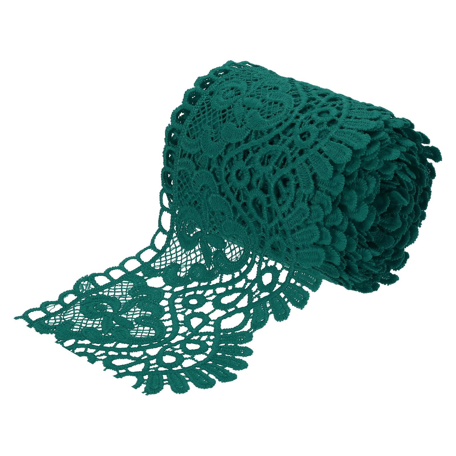 sourcing map 4 Inch Wide 5 Yard Lace Ribbon Floral Pattern Dark Green Lace Trim Ribbon for Sewing Making DIY Crafts Gift Wrapping Wedding Decor โ image 1