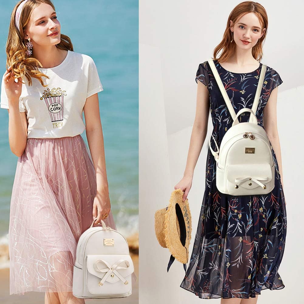 Vista 6 de Bonita mochila de piel con lazo para mujer