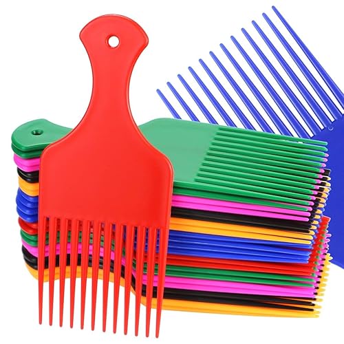 24 peines anchos de plástico de 6.5 pulgadas, peine de elevación para cabello rizado, peine afro suave para cabello afro, herramienta de peluquería