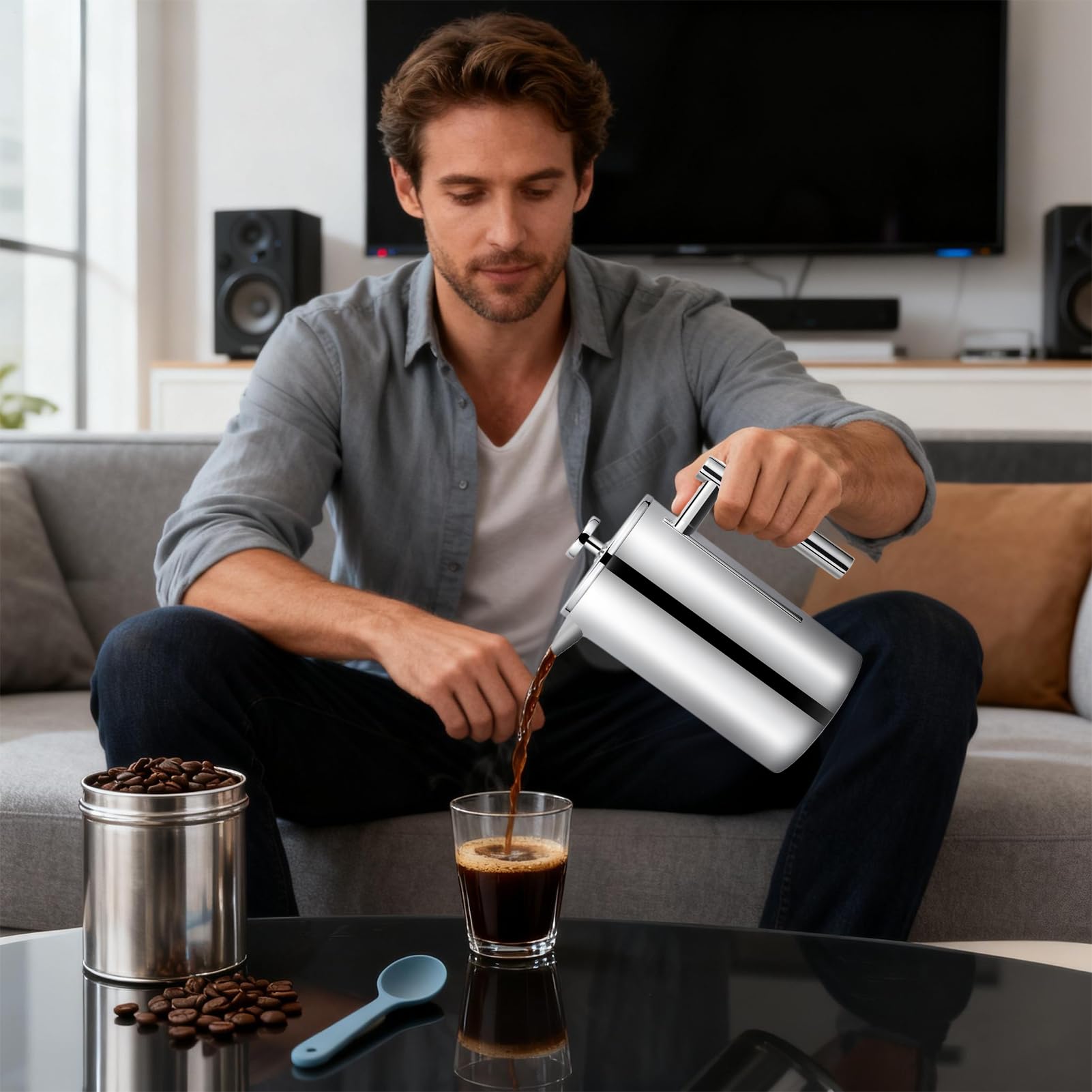 Pentola Per Infusione Del Tè A Pressa Acciaio Inossidabile Facile Da Pulire | Pentola Per Preparazione Di Caffè E Tè Per Uomini Donne Professionisti Appassionati Cucina Caffè Viaggio Casa