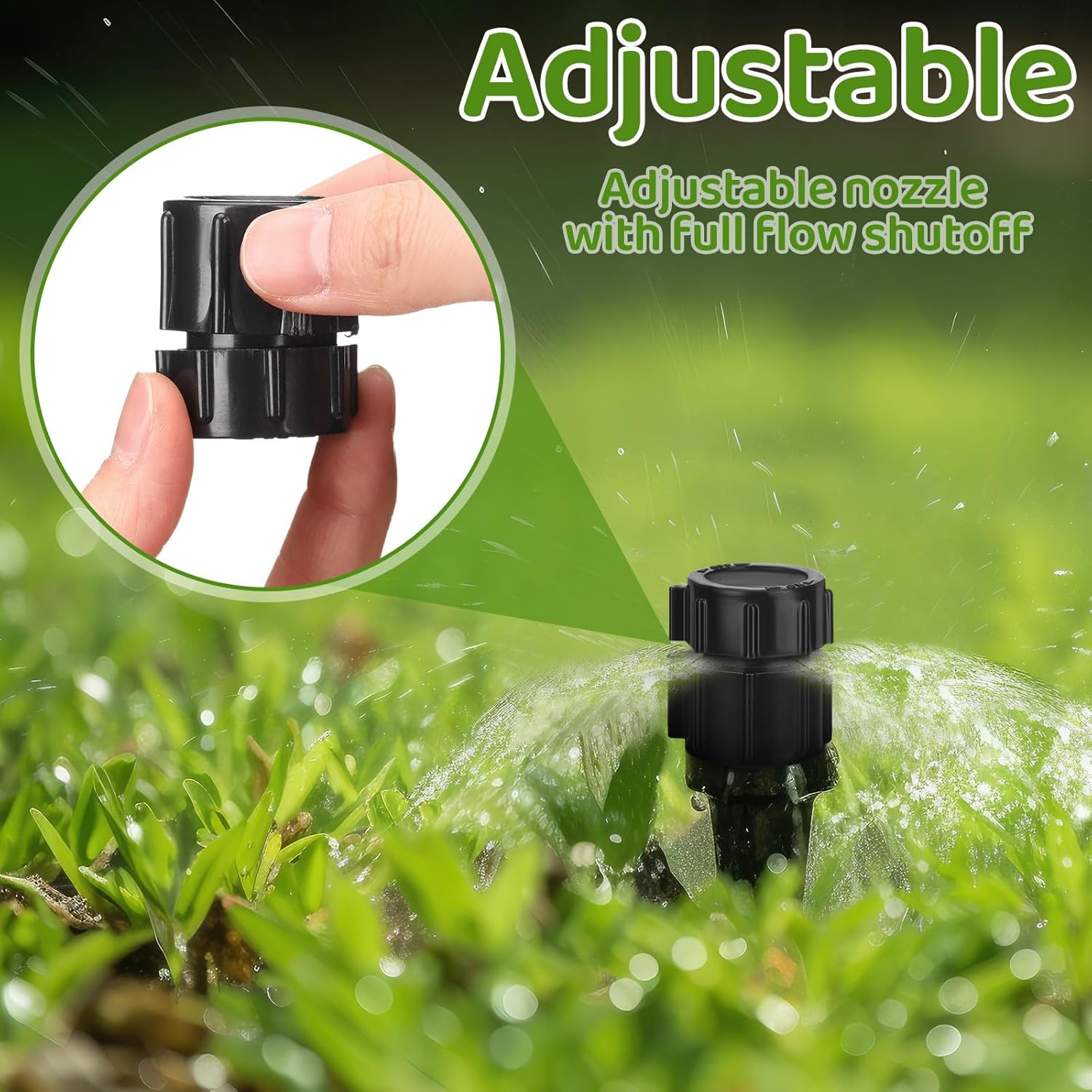 Geelin 24 Pcs 1/2 Inch Shrub Sprinkler Head with Flow Control, 360 Degree Irrigation Heads Adjustable Full Spray Flood for Flower Beds, Forests and Trees