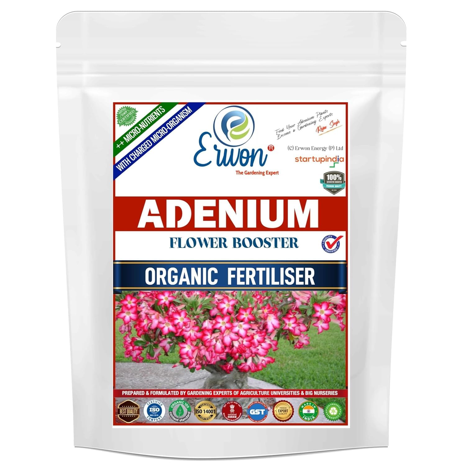 Erwon® Adenium Flower Booster, Premium Essential Powerful Organic Fertilizer for Adenium Plants, with Charged Micro-organism and ++ Micronutrients (5 kg)