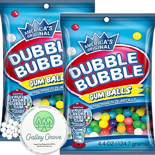 Dubble Bubble Mini Gumball - Recambios para máquina de chicles de 4.4 onzas (paquete de 2), 1/2 pulgada y 0.512 in de sabor a fruta surtida, paquete