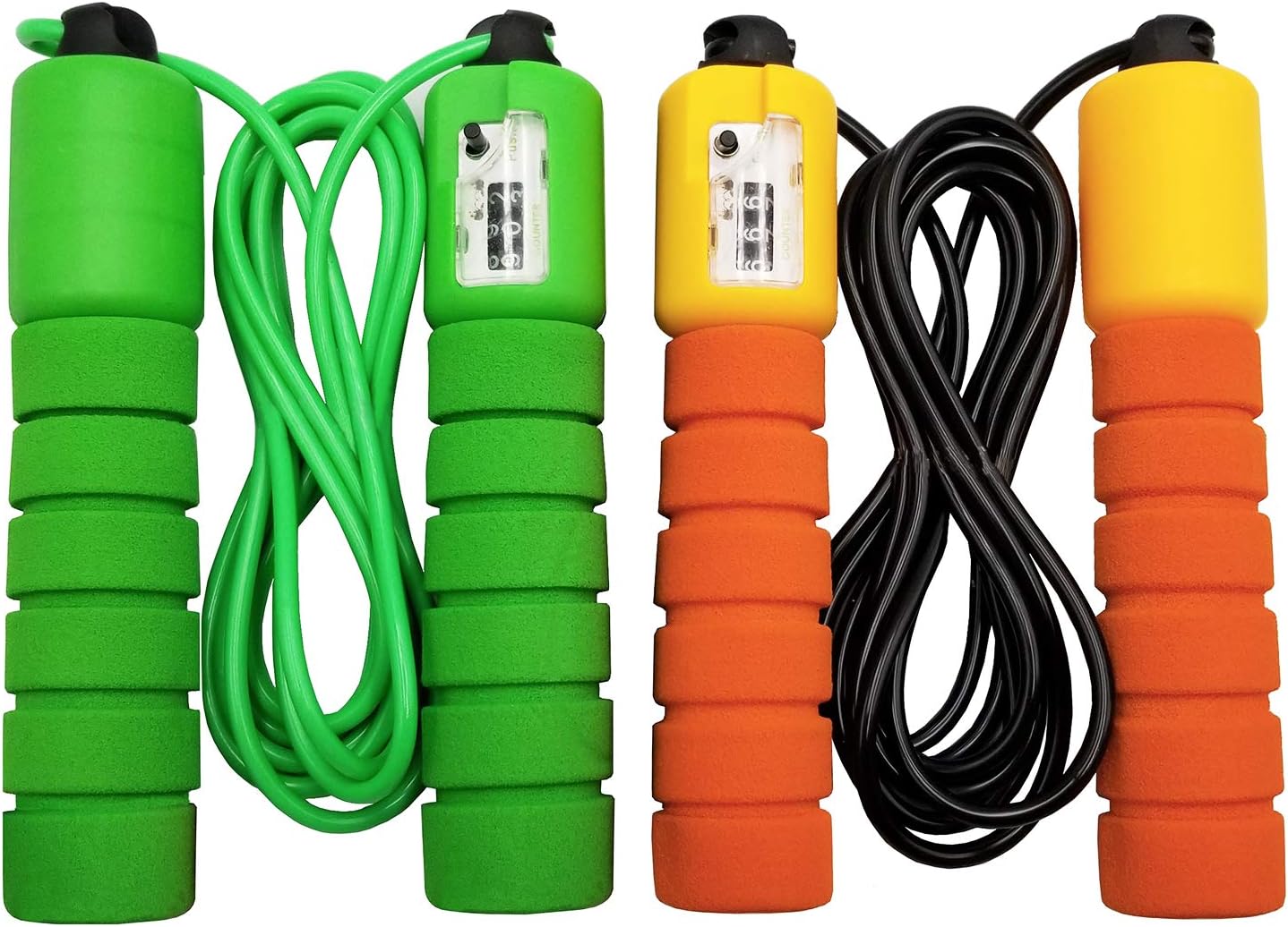 Joyo Park Jump Ropes Kids Bulk 2 Pack with Counter for Girls Boys Women Adjustable Skipping Rope Green Orange Color (2 Orange Green)