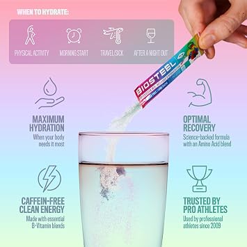 BioSteel Hydration Mix, Sugar-Free with Essential Electrolytes, Rainbow Twist, 24 Single Serving Packets