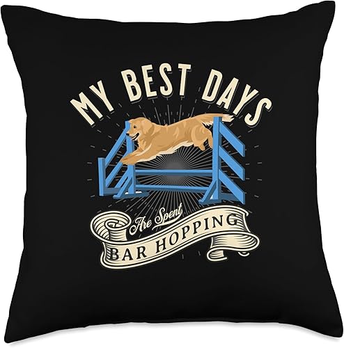 My Best Days are Spent Bar Hopping Fun Dog Agility Pet Gift Throw Pillow, 18x18, Multicolor disponible en Yaxa Peru