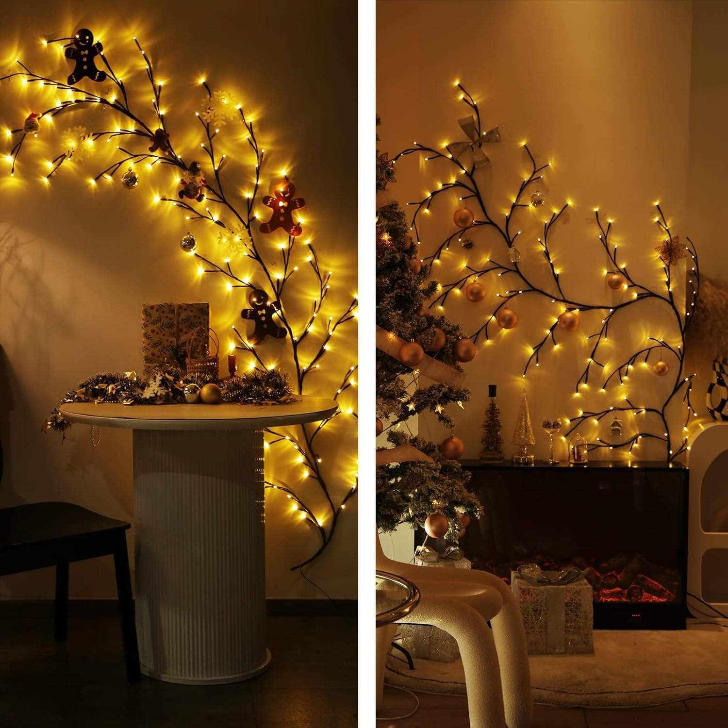 Enchanted Willow Vine Lights for Wall,Willow Vine Tree Branch Lights Decoration Gift,with 144 LED Light and Remote,8 Lighting Modes,for Bedroom Wall Doors Windows Wedding Christmas (90inch)