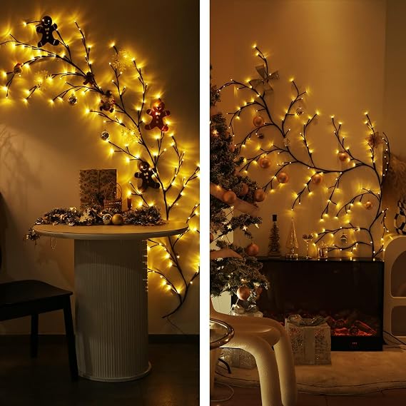 Enchanted Willow Vine Lights for Wall,Willow Vine Tree Branch Lights Decoration Gift,with 48 LED Light and Remote,8 Lighting Modes,for Bedroom Wall Doors Windows Wedding Christmas (47 Inch)
