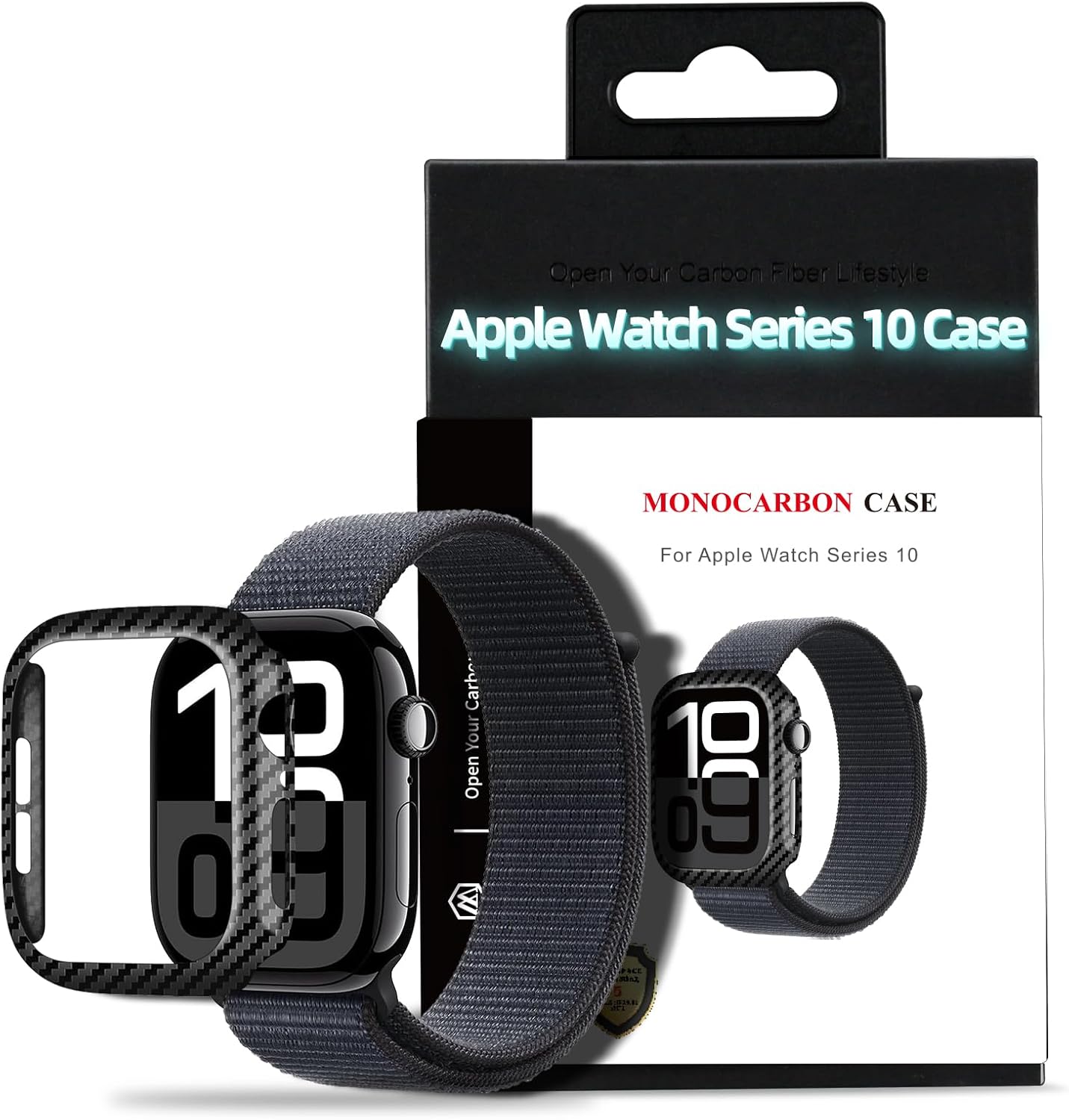 MONOCARBON Real 3K Carbon Fiber Case for 46 mm Apple Watch Series 10,Ultra Thin & Ultra Light Wrap-Around Hard Cover for 2024 New 46mm iwatch From Daily Scratches/Wear/Drop