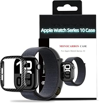 MONOCARBON Real 3K Carbon Fiber Case for 46 mm Apple Watch Series 10,Ultra Thin & Ultra Light Wrap-Around Hard Cover for 2024 New 46mm iwatch From Daily Scratches/Wear/Drop