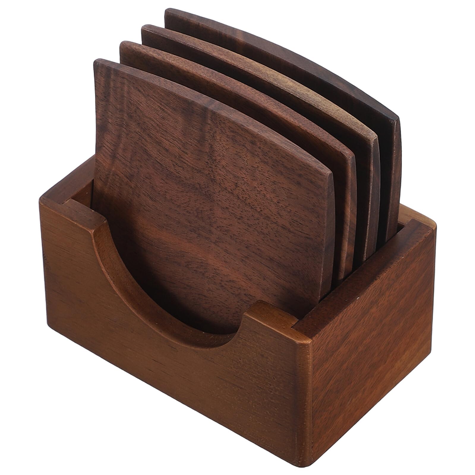 Dessous de verre en bois de noyer lot de 6 avec support pour table basse