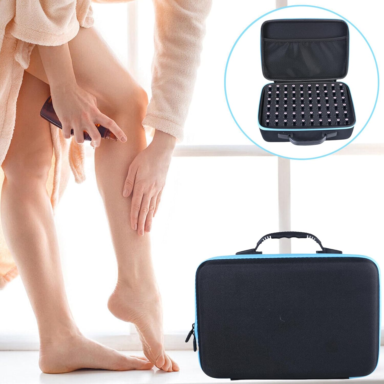 Essential Oils Storage Case, Essential Oil Travel Case For 120 Bottles 5-10ML Roller Storage Organizer Bag EVA Carrying Case Home And Travel Use