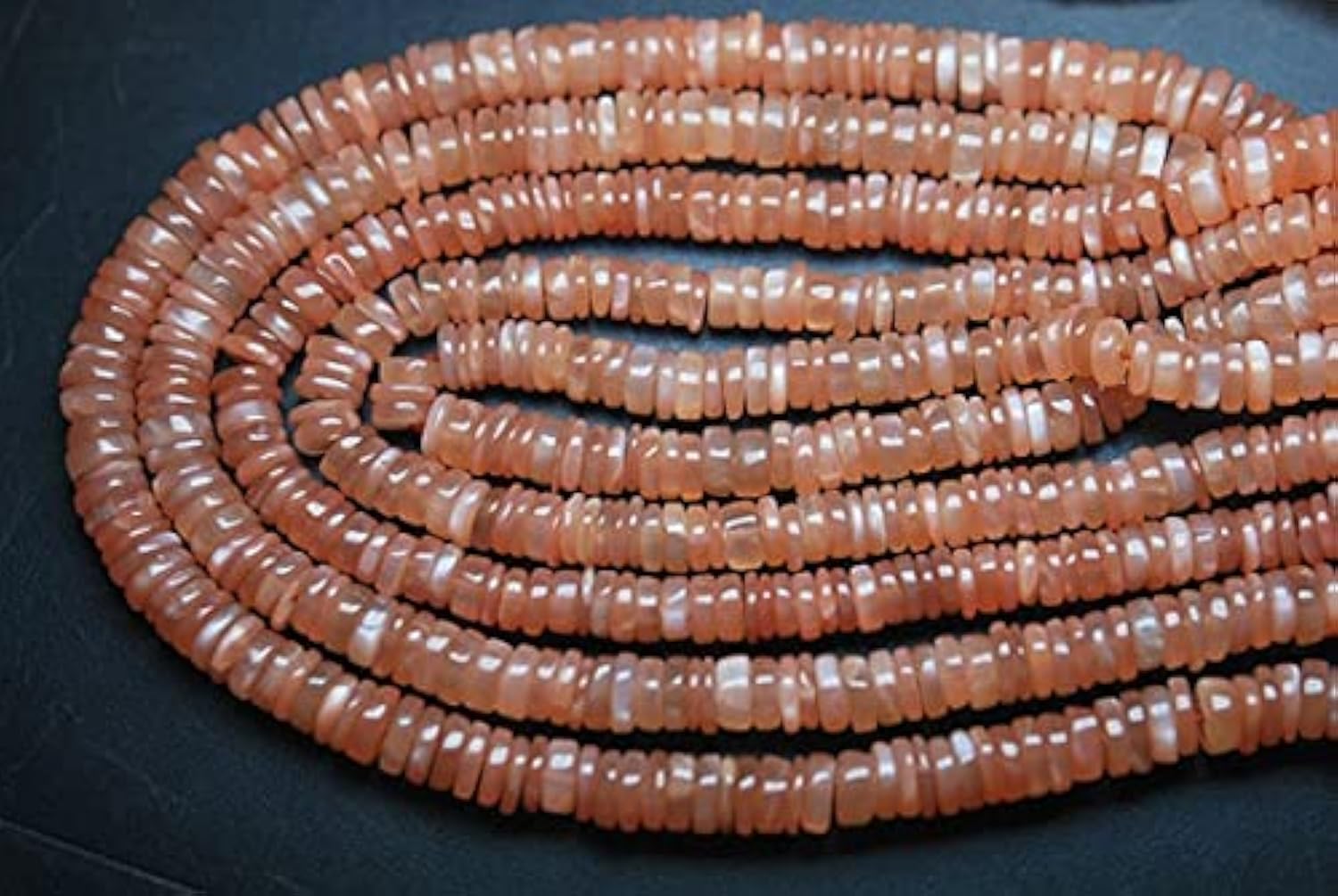 Pierre de lune pêche en perles rondelles pour composer vos bracelets d'été