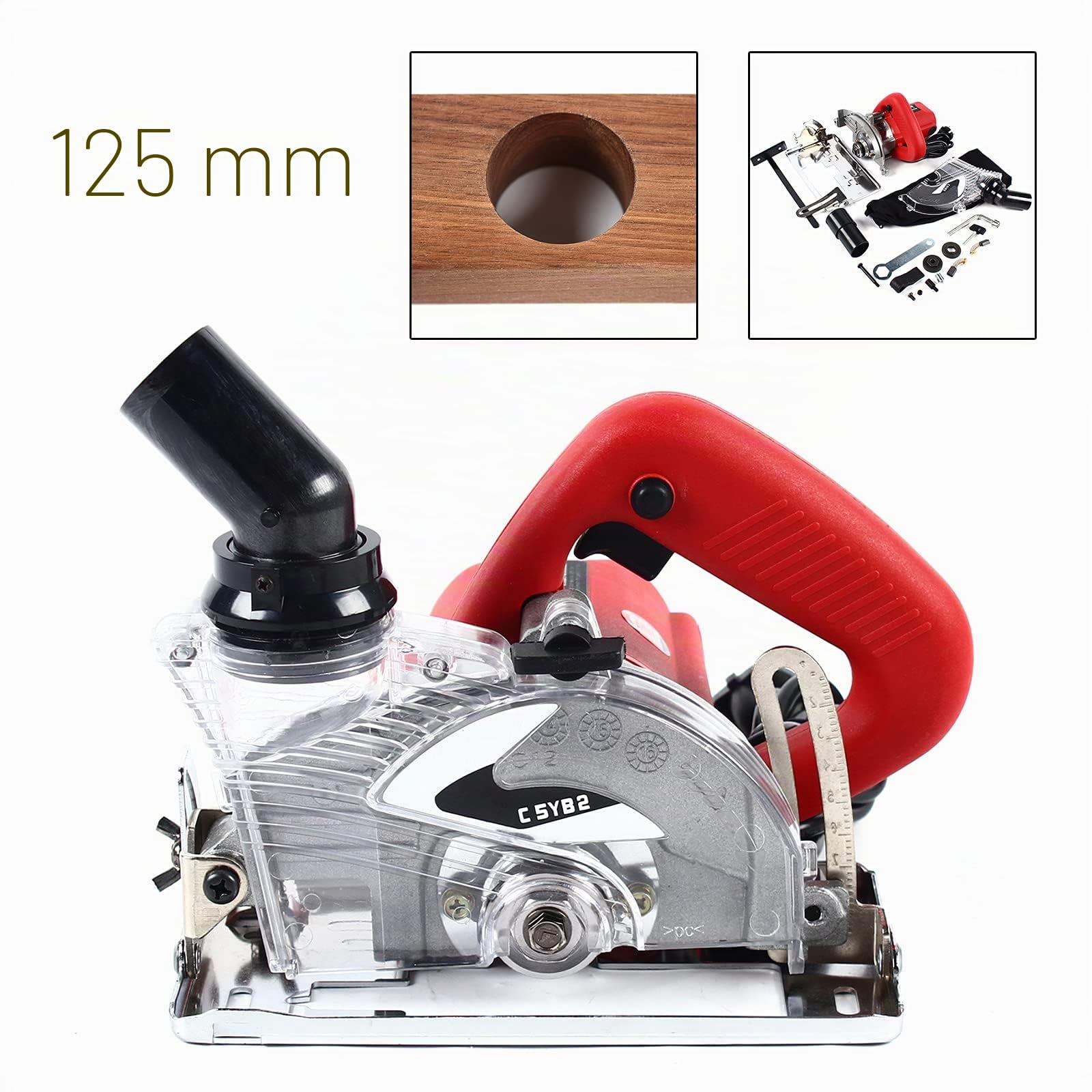 Cortador de azulejos eléctrico de pared, 125 mm, para baldosas, mármol, hormigón y madera, 1800 W, compatible con vacío