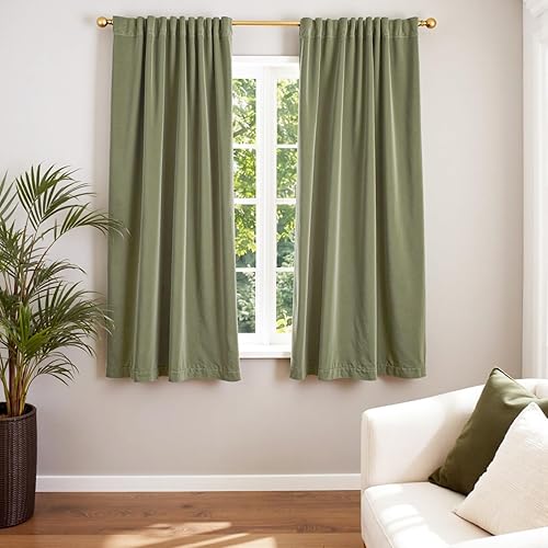 Miniatura 121 de Lazzzy Cortinas Opacas de Terciopelo con Aislamiento Térmico para Ventanas de Habitación, Cortinas de Lujo Súper Suaves para Sala de Estar, Salvia